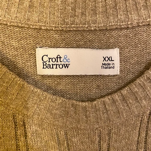 Croft & Barrow Women’s Scoop Neck Cable Knit, Lightweight, LS Sweater. Taupe,2X - Picture 3 of 4